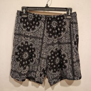 Nice Laundry Men's Black Bandana Print Lounge Shorts Sz XL Mesh Pockets Comfy